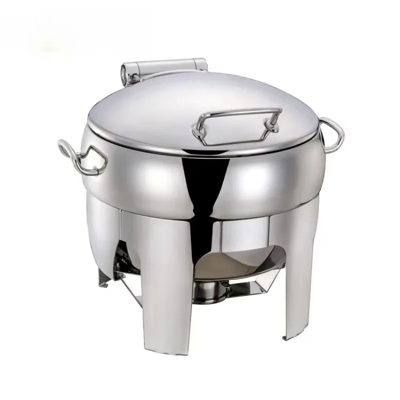 وعاء ساخن بوفيه دائري من الفولاذ المقاوم للصدأ سعة 11 لترًا وطبق طعام