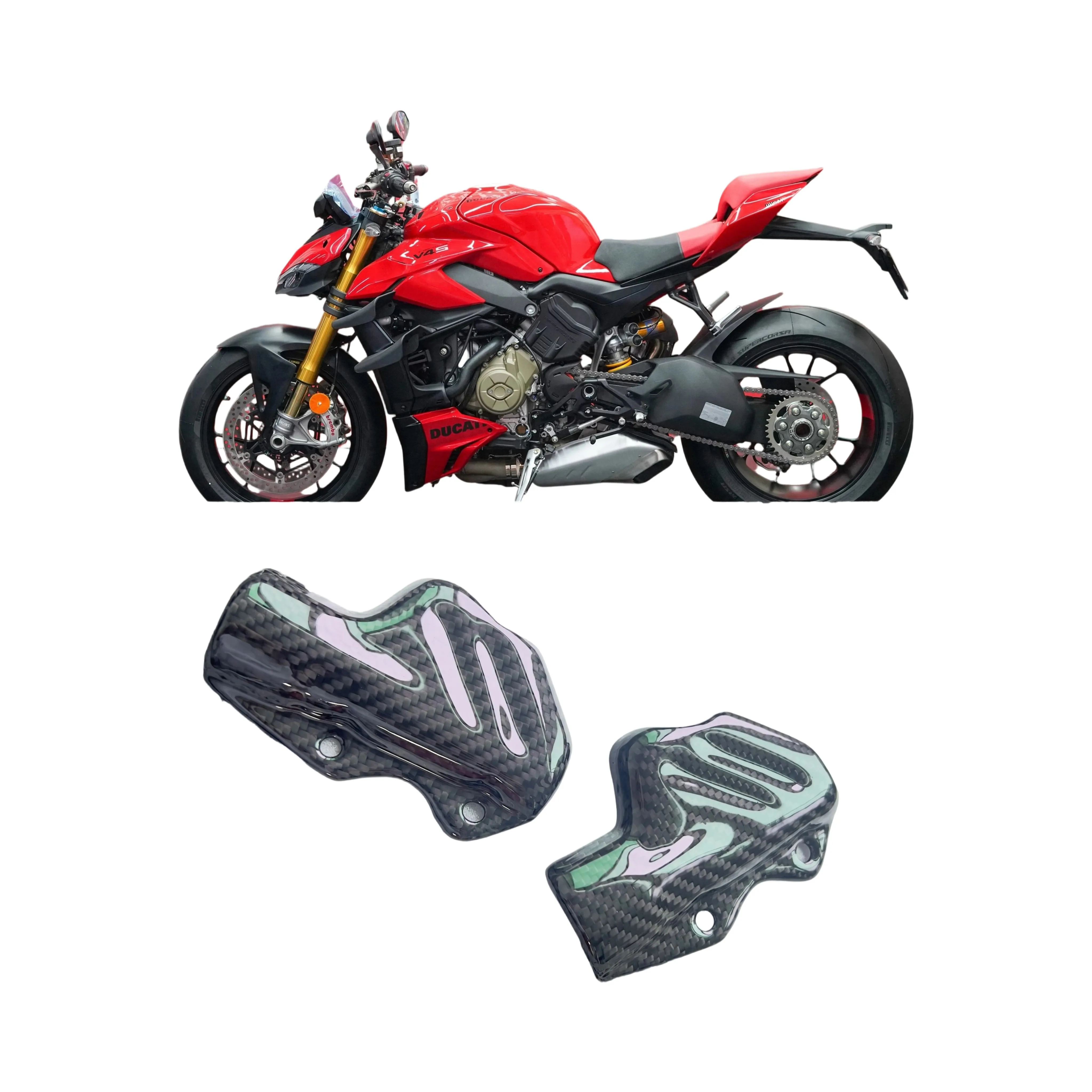 Tapa protectora de bomba de freno trasero de fibra de carbono para motocicleta DUCATI Panigale V4 S R V2 899 959 1199 1299 Streetfighter V4 S