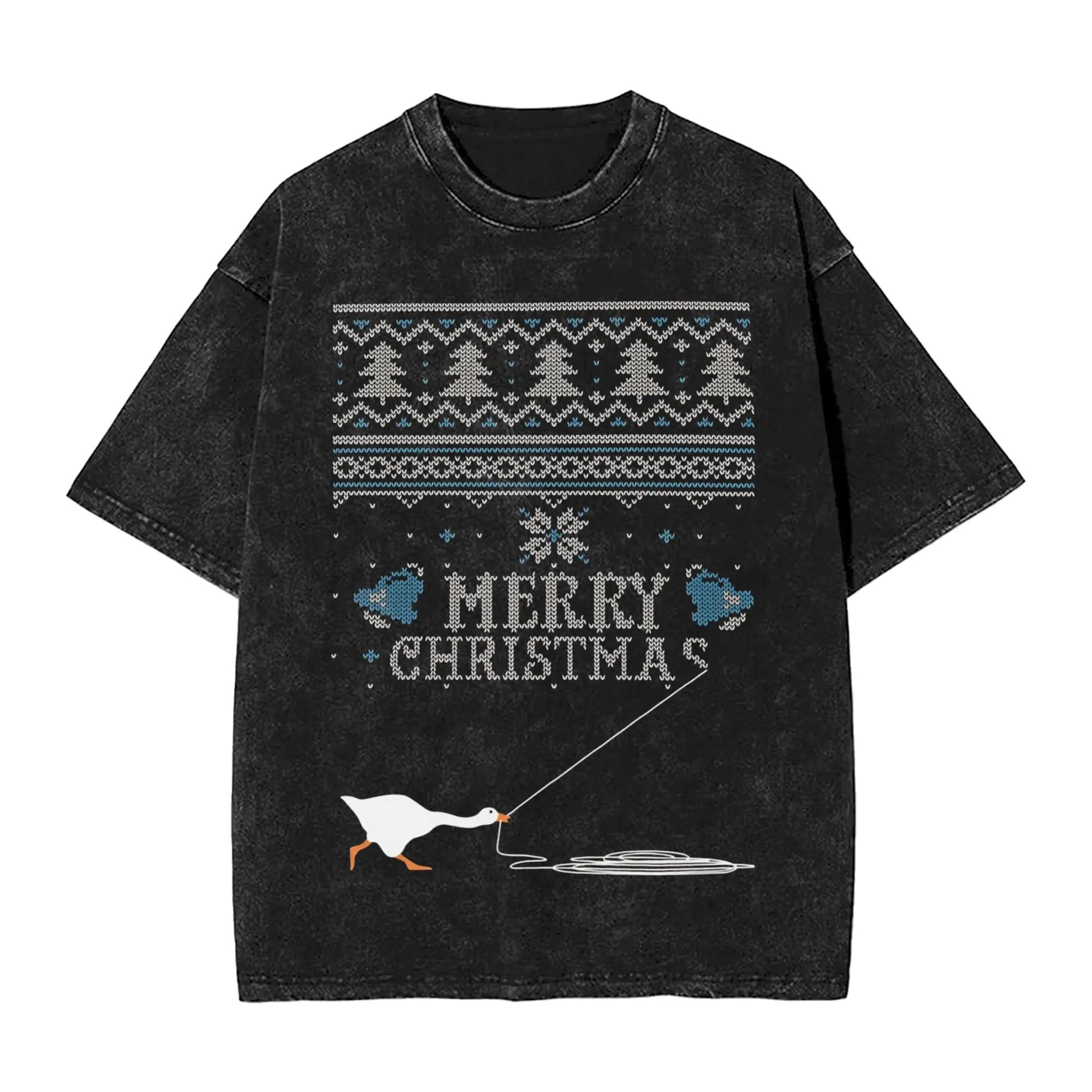 Honked Christmas Untitled Goose T Shirts Hip Hop Washed Cotton Oversize T-Shirts  Vintage Men Women Tops Streetwear Tee Shirt