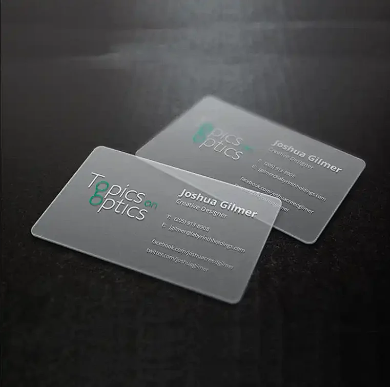 200pcs Customized Printing Luxury Plastic Clear PVC Name Cards Transparent Business Card with Company logo