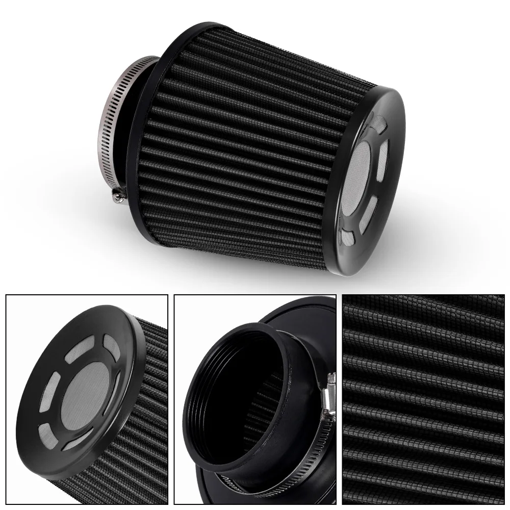 76MM 3 Inch Mushroom Shaped Washable Clip Universal Car Air Filter with Filter, Aluminum Alloy+Non-Woven Fabric