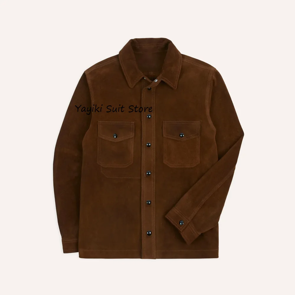 

Модный пиджак, повседневный классический мужской костюм с лацканами, однобортная мужская верхняя одежда, замшевая ткань, костюмы с двойными нагрудными карманами