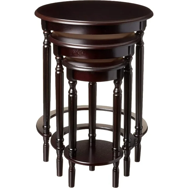 Set of 3 Round Nesting Tables in Cherry Finish