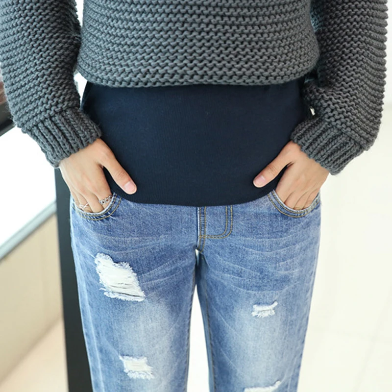 Cotton Jeans Maternity Denim Pants For Pregnant Women Clothes Boyfriend Hole Trousers Pregnancy High Waist Pants Plus Size New