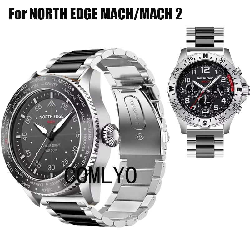 

For NORTH EDGE MACH / MACH 2 Strap Smart Watch Metal Stainless Steel Band Bracelet Luxurious Belt 22MM For Women men
