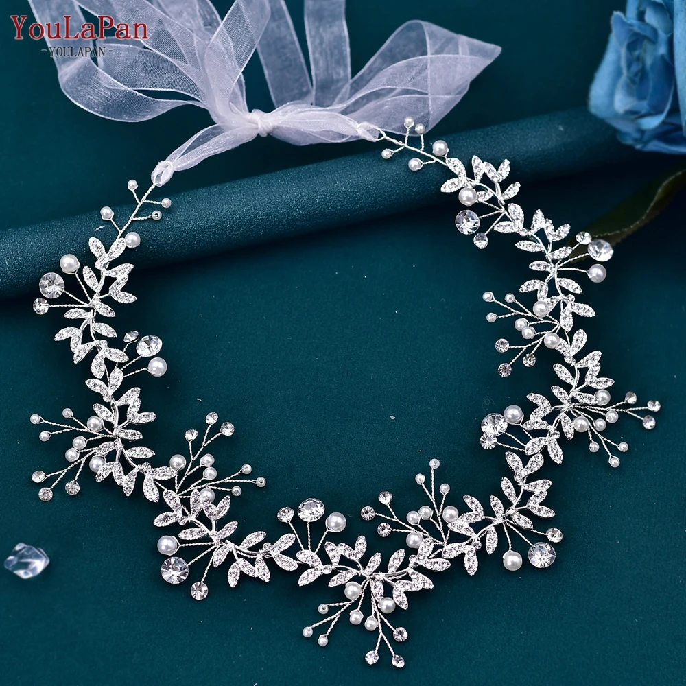 YoulaPan-Rhinestone Headband para Mulheres, Enfeites De Cabelo De Casamento, Tiaras De Noiva, Folhas De Liga Headpiece, Acessório De Cabelo, HP233