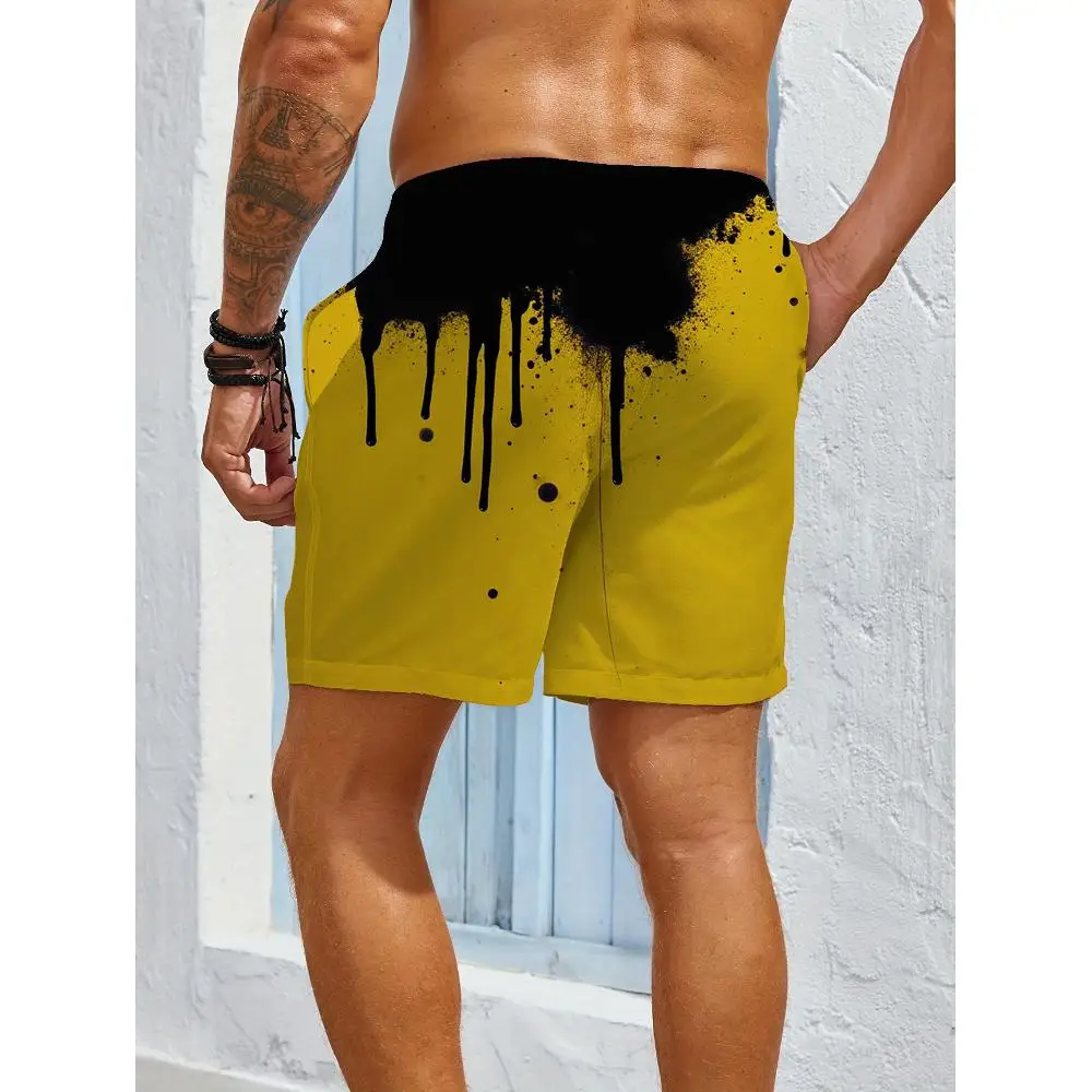 1pcs Men's Short swim trunks2026 Summer 3D Printed Short sleeve Quick drying Men's clothing Polyester running Breathable