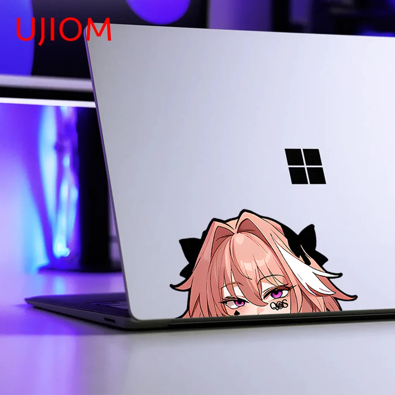 UJIOM Astolfo Ganyu Peeking Tattoos Girl Wall Sticker Interesting Attractive Edgy Picture Decal Kitchen Cupboard Decoration