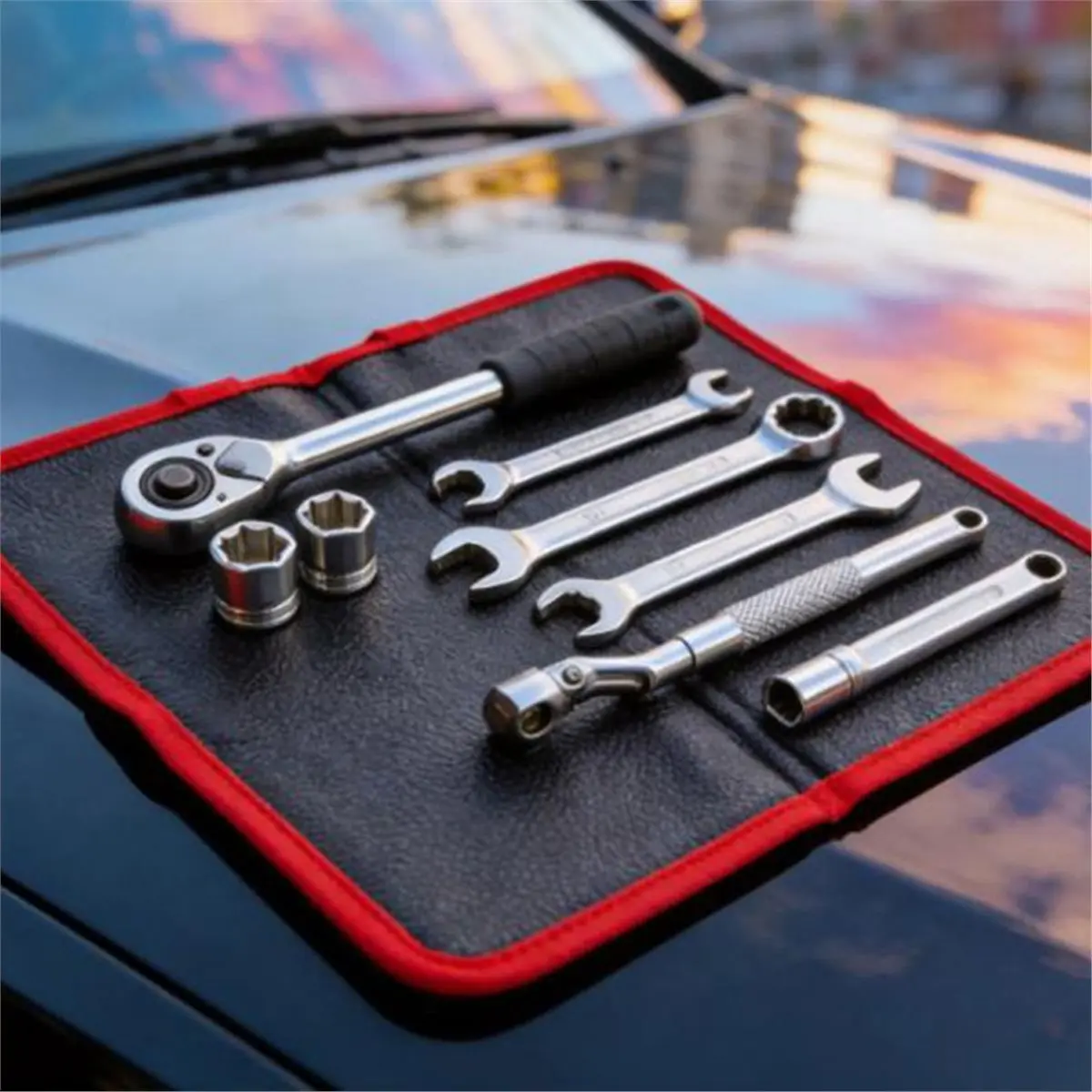 PHONE&GEAR 4-Piece Magnetic Tool Mat Set, Flexible Magnetic Mats for Workshop & Automotive Repair, Organize Wrenches, Screws, B