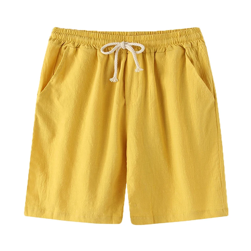 

Men's Cotton Linen Casual Shorts Vintage Solid Color Elastic Pants