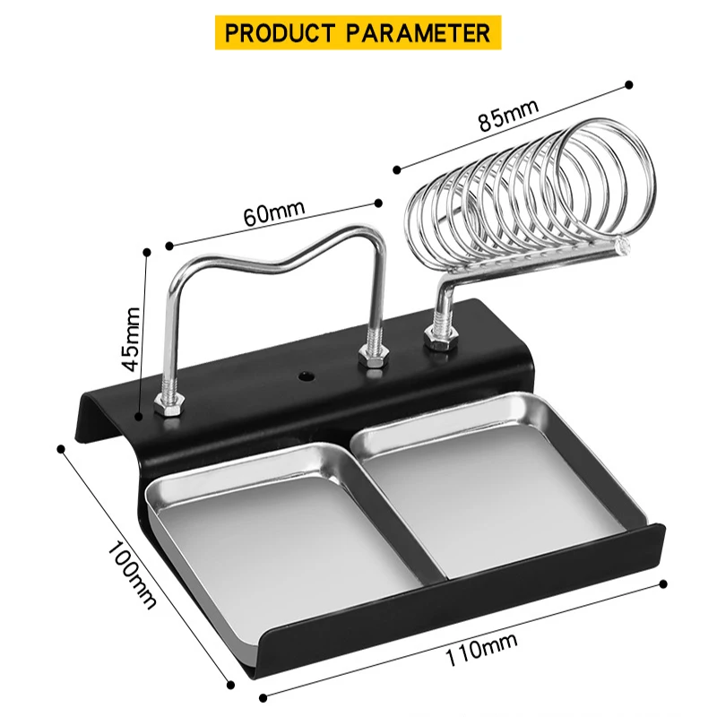 D-type Stainless Steel Electric Soldering Iron Holder Support Station Base Detachable Double Metal Base Sponge Solder Station