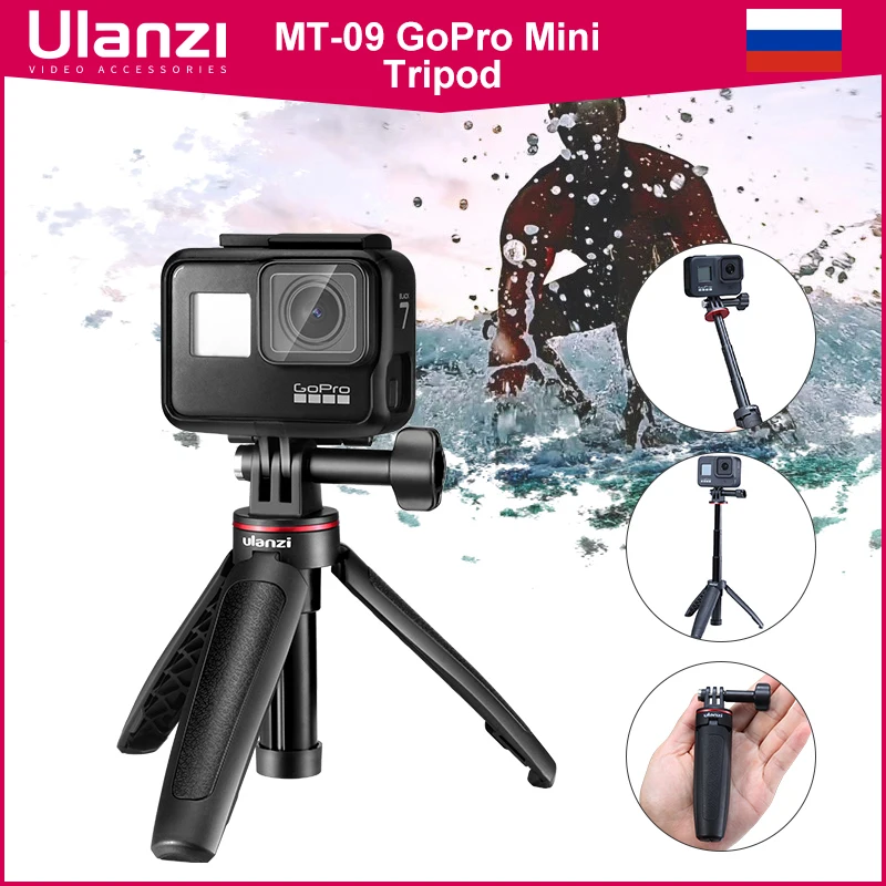 Ulanzi MT-09 Extend Gopro Vlog Tripod Mini Portable Tripod for Gopro Hero 12 11 10 9 8 7 6 Black Session Osmo Action insta360 X3