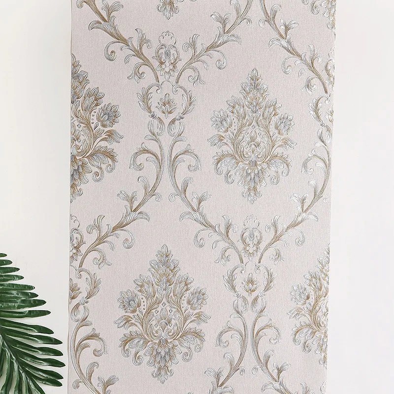 Luxury Modern Damask Vinyl Wallpaper 3D Embossed Waterproof Wall Cover Living room Bedroom Home Decoration