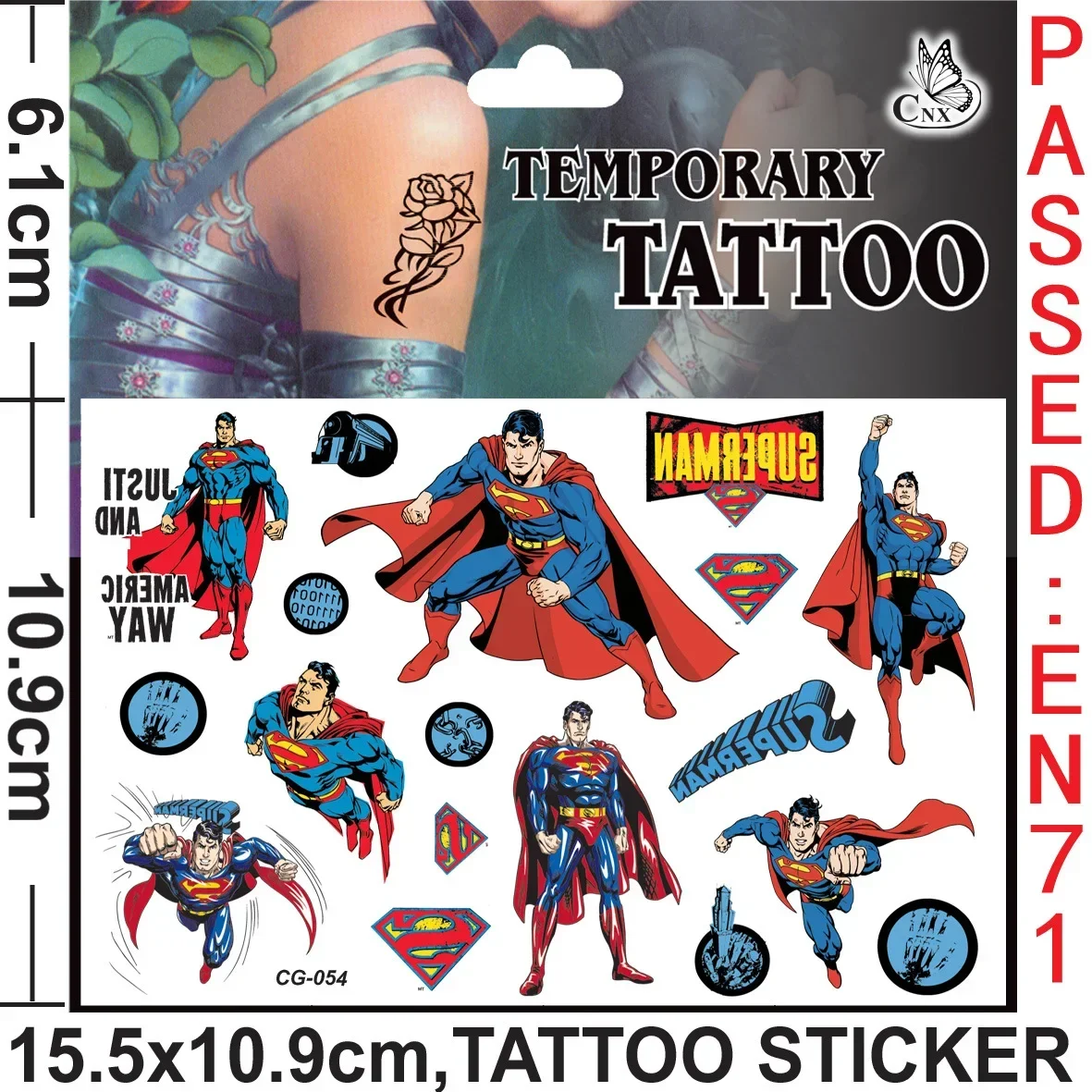 Superman Tattoo Stickers Temporary Tattoos for Kids Birthday Party Supplies Favors Cute Tattoos Stickers Decoration