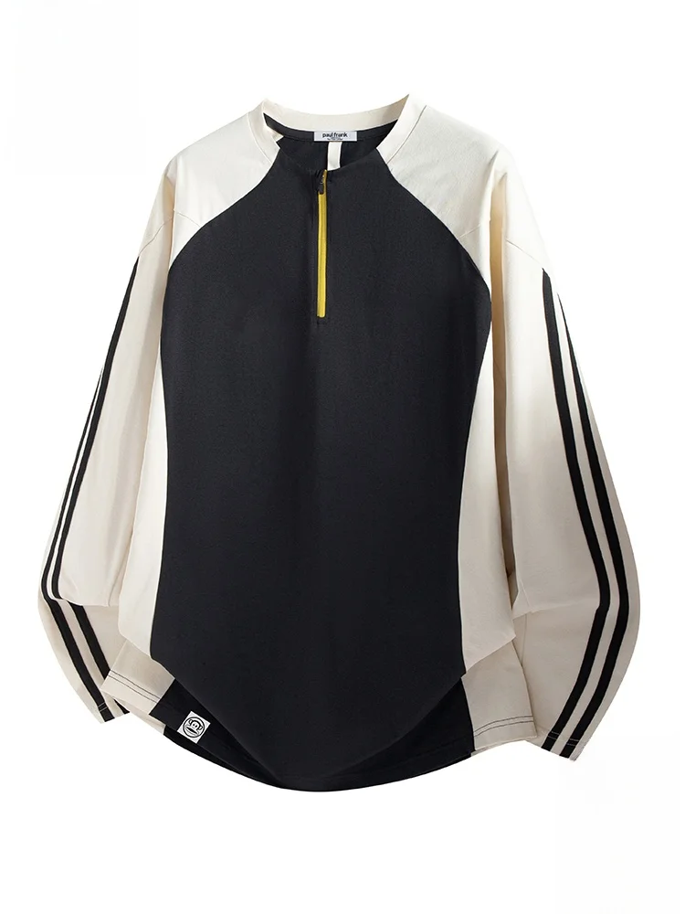 

Мужская свободная футболка Paul Frank с длинным рукавом, в стиле колор-блок, модная, с принтом Monkey Mouth, весна-осень, новая, удобная