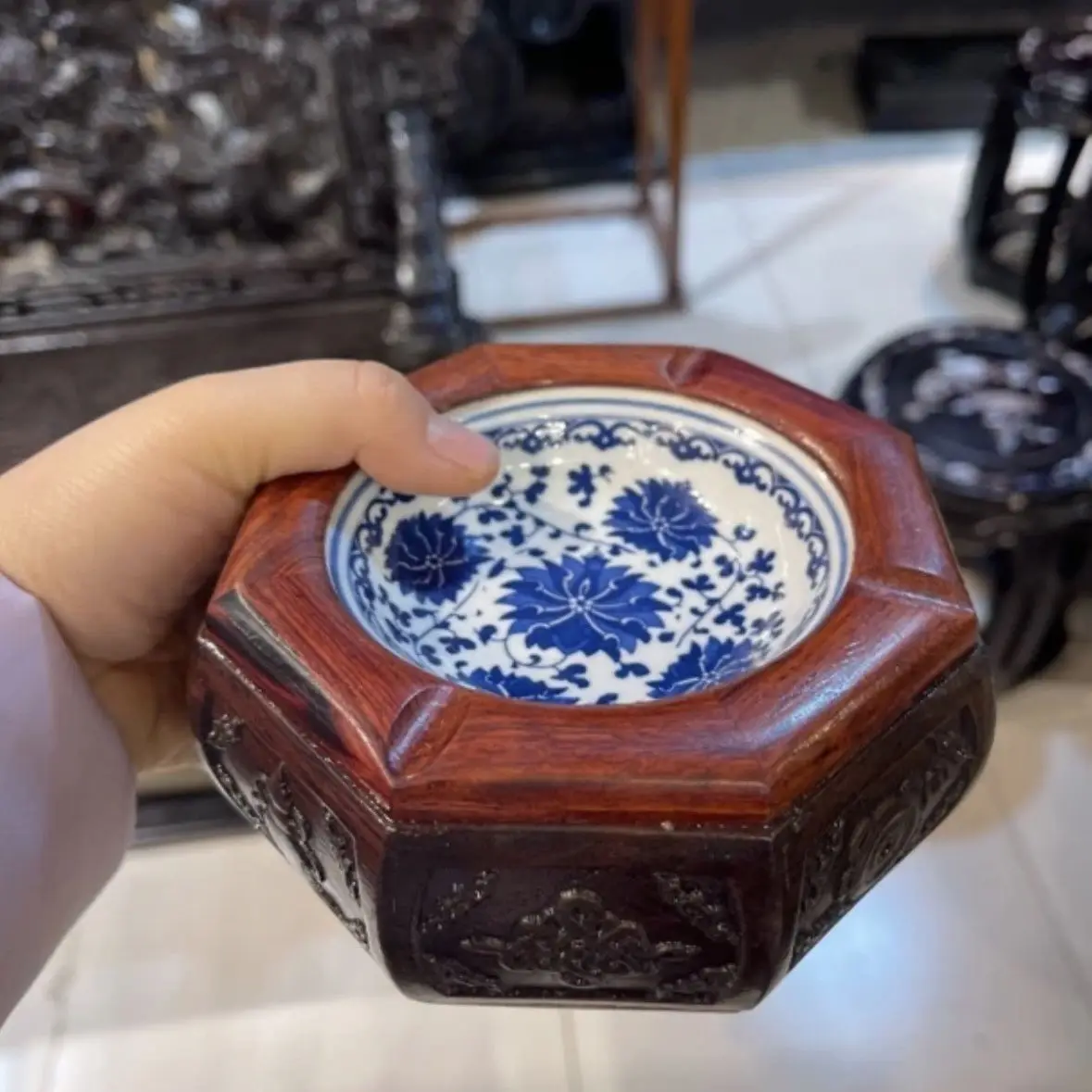 

Креативная пепельница, ретро сине-белый фарфор, офисная гостиная, домашнее использование, китайская ретро-трендовая пепельница