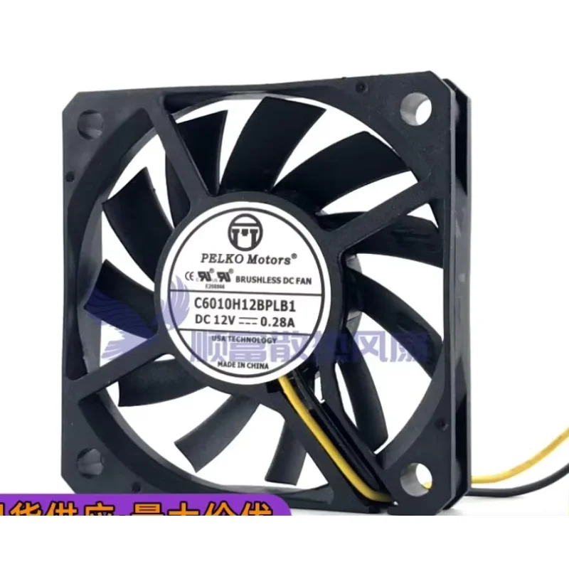 PELKO C6010H12BPLB1 DC 12V 0.28A 60x60x10mm 2-Wire Server Cooling Fan