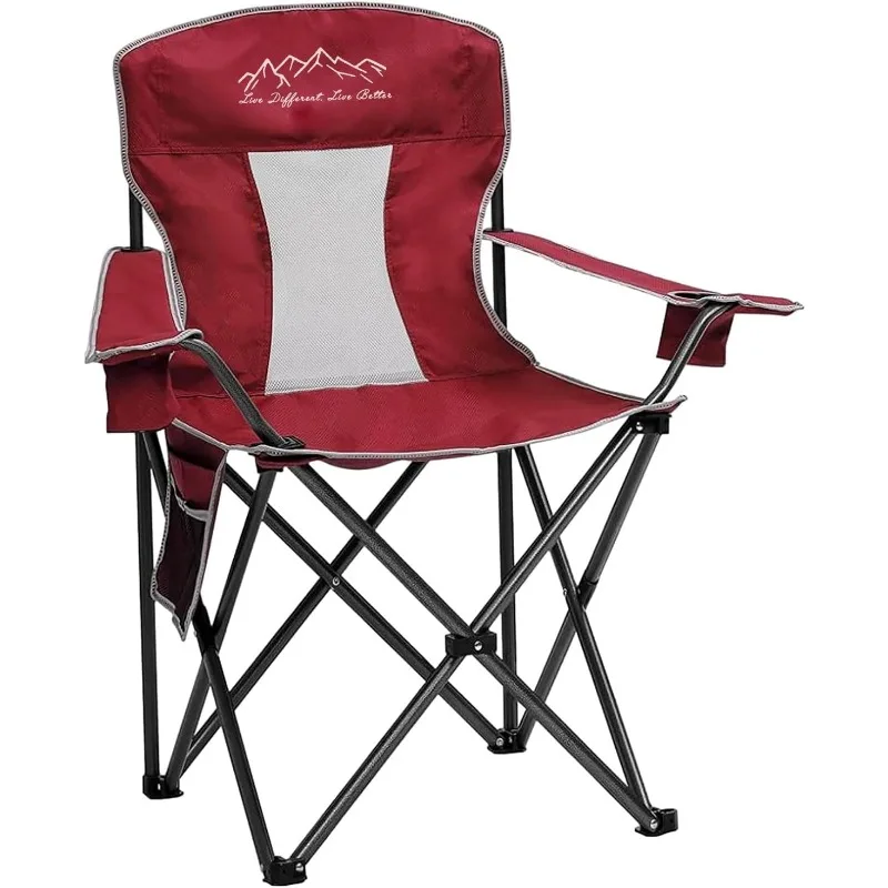 

Oversized Portable Outdoor Chairs, Weight Capacity 325 lbs with Cup Holder, Storage Pocket, Carry Bag