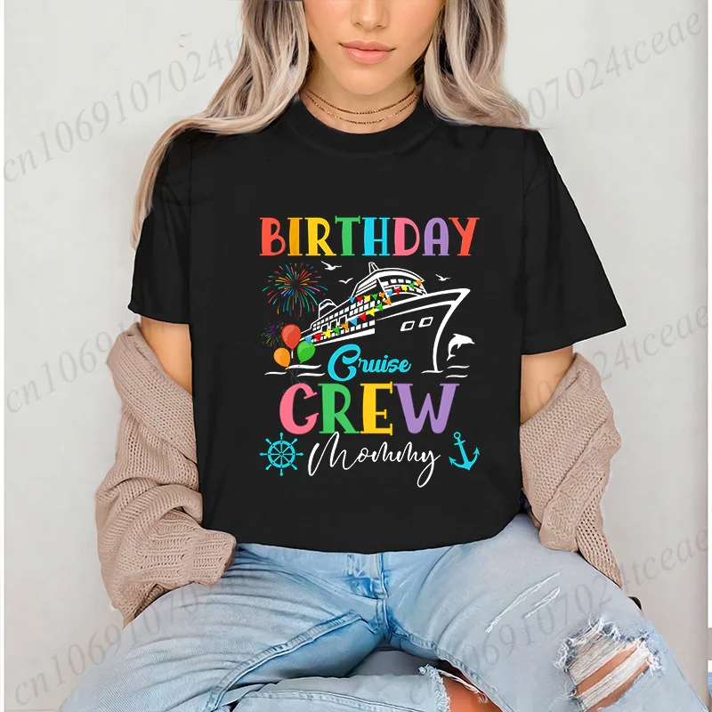 Birthday Cruise Crew Shirt for Men Women Cruising Family Matching Birthday Party T-shirt Adults Kids Clothing Short Sleeve Tees