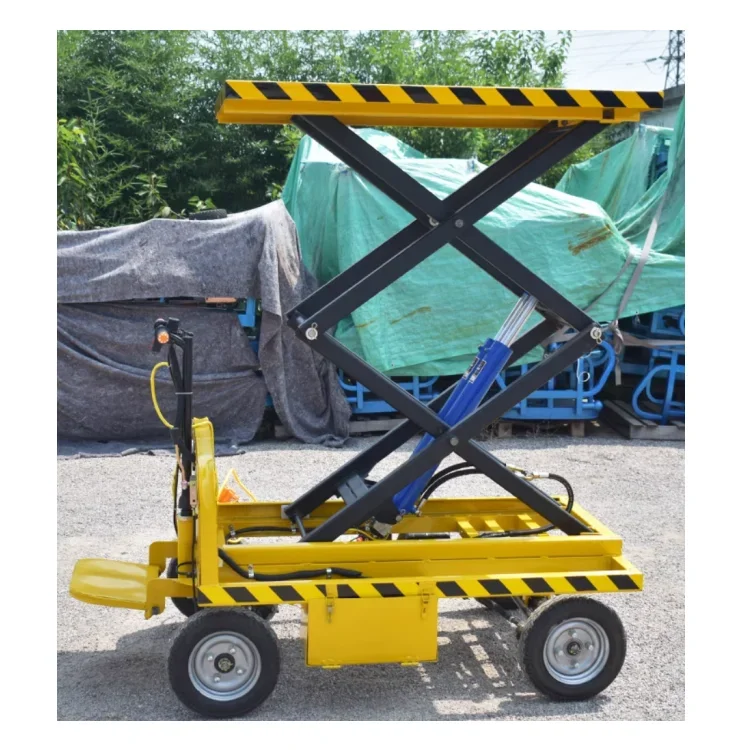 

Electrical Work Vehicle Hydraulic Platform Truck Lifting Battery Operated Transport Cart