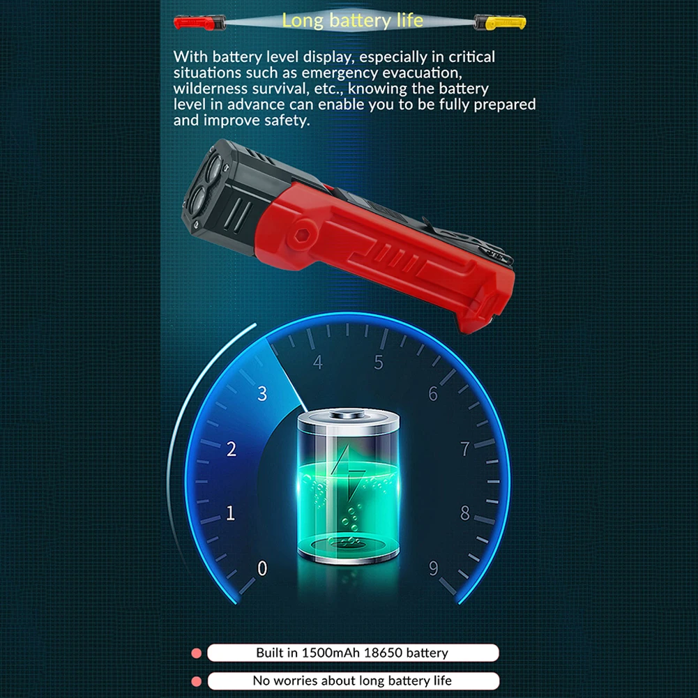 

Сверхъяркий светодиодный фонарь XTE COB, перезаряжаемый через USB, мощный рабочий фонарь 180 ° Вращающийся дисплей для измерения мощности для кемпинга и походов на природе