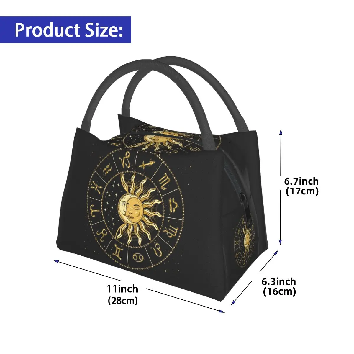 Horoscope Wheel With Zodiac Signs Lunch Bag for Women Picnic Storage Food Boxes Portable Container Cooler Thermal Lunch Box Tote