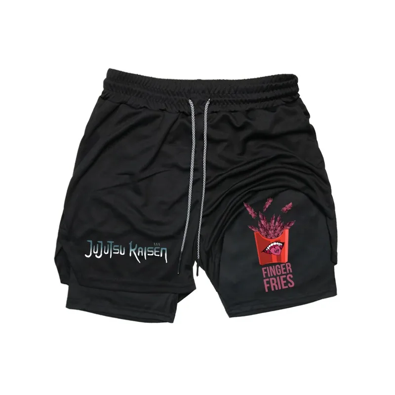 

Fitness Ryomen Sukuna Shorts for Men Printed 2-in-1 Sports Breathable Performance Shorts Towel Pants Workout Quick-drying Pants