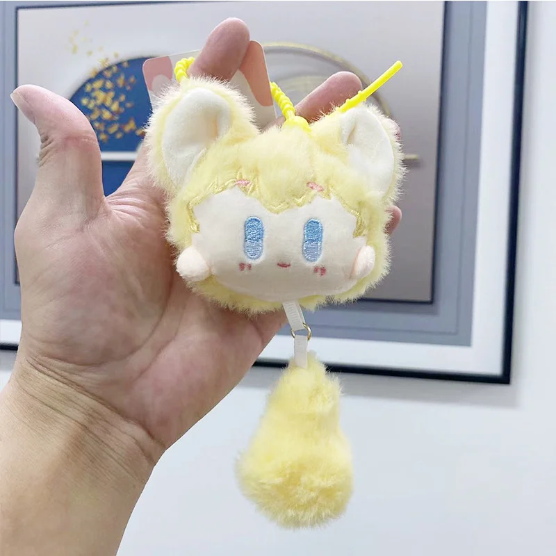 きゅっきゅっと鳴るキツネ猫ぬいぐるみキーホルダー ミニぬいぐるみキーリング かわいい動物バックパックチャーム カップルギフト ぬいぐるみバッグアクセサリー