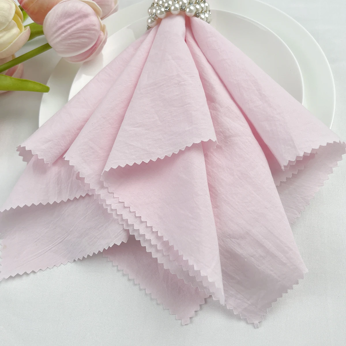 6PCS 36X36CM Pink Napkins 100% Cotton Cloth Napkins Dinner Table Serviettes Soft Washable Reusable Weddings Parties Restaurant
