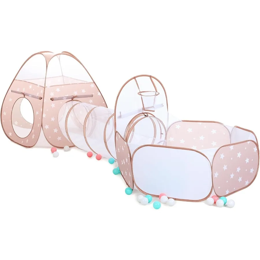 3 in 1 Kids Play Tent: with Baby Ball Pit and Play Tunnel - Toddler Climbing Toys for Boys Girls Babies (Balls NOT Included)
