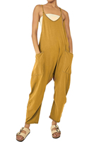 2023 New loose foreign trade women's pure color patch bag zipper jumpsuit suspenders jumpsuit