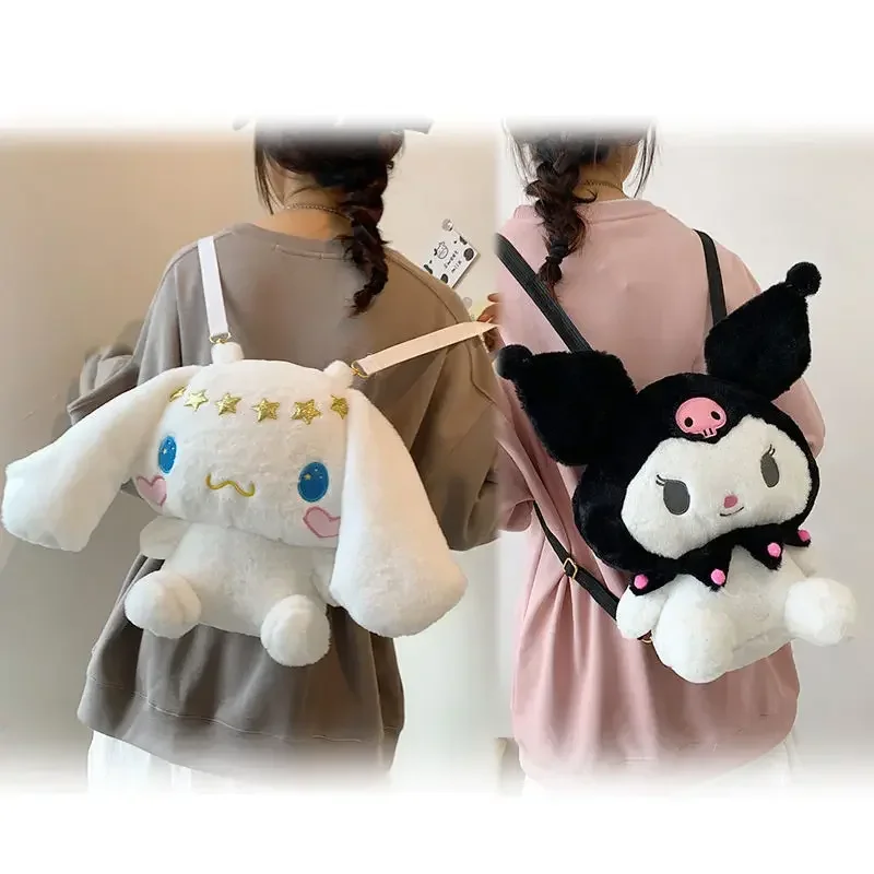 

Sanrio Anime My Melody Kuromi Cinnamoroll Backpacks for Children Kawaii Cute Plush Backpack Girls Gift