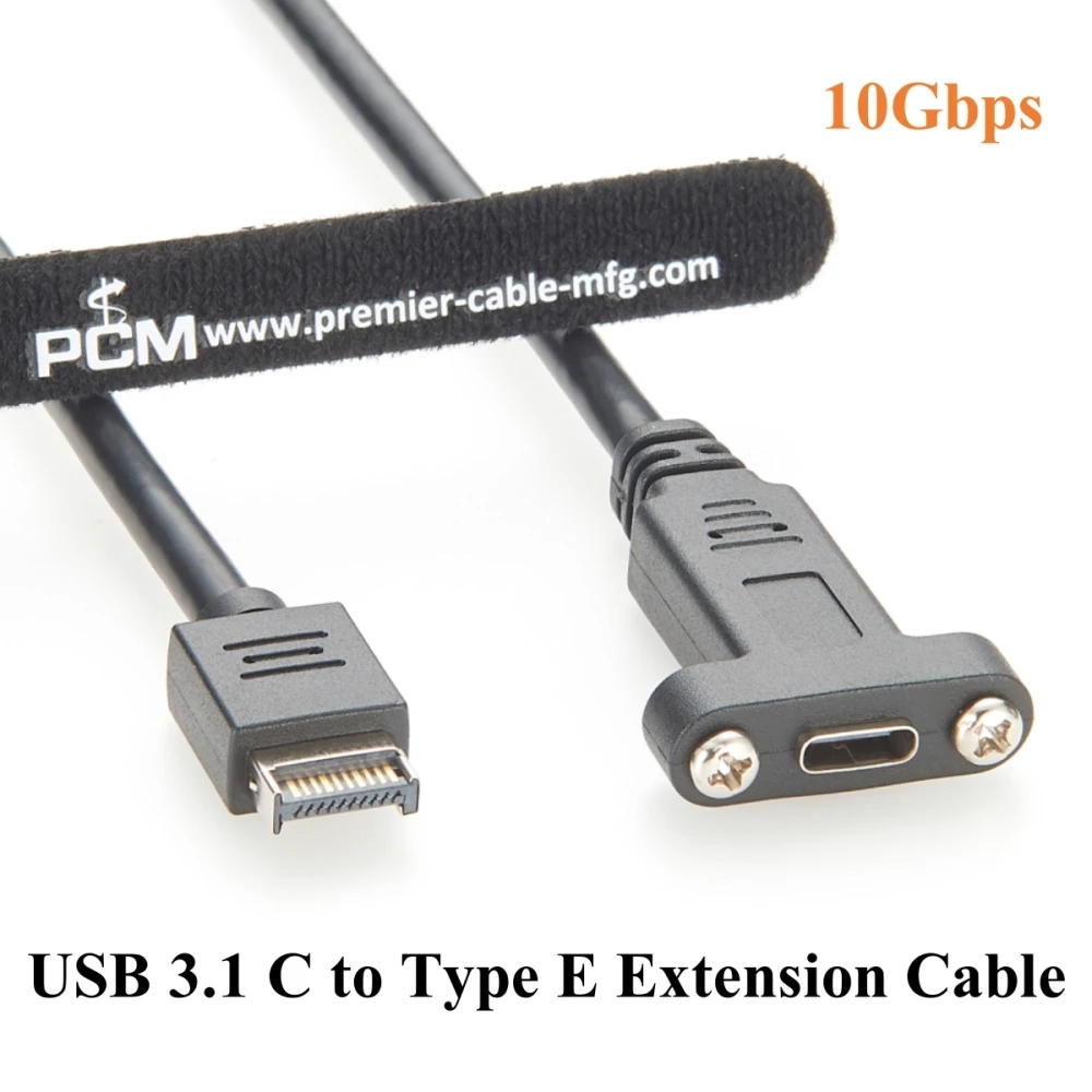 

Screw Panel Mount USB 3.1 C Female to Type E Male Extension Cable 10Gbps Motherboard Header Type E 20Pin to USB3.1 Gen2 C Cable