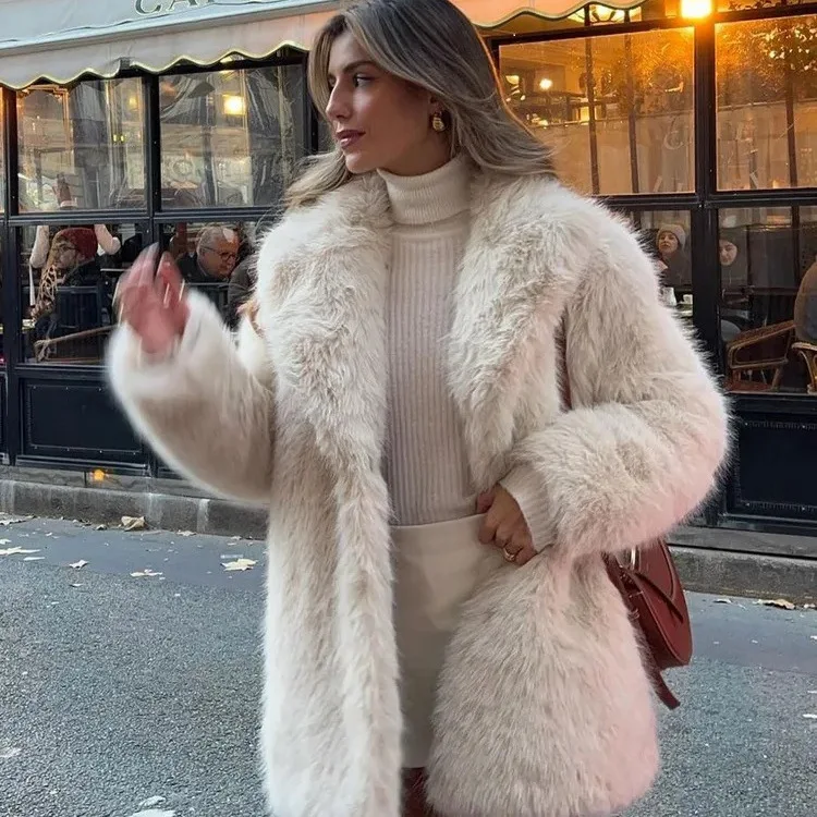 

Ins Style Fox Fur Coat Women's Autumn and Winter Thick Fashionable Medium Long Furry Environmentally Imitation Fur Jacket