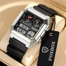 LIGE FashionElectronic Dual Display Men's Watches Business Square Stainless Casual Sport Man Watch Waterproof Alarm Wristwatches