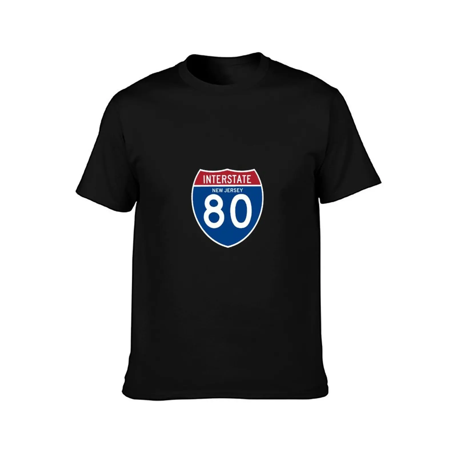 Interstate 80 New Jersey Shield Street Sign T-Shirt Basic Short Sleeve for Men T-Shirt