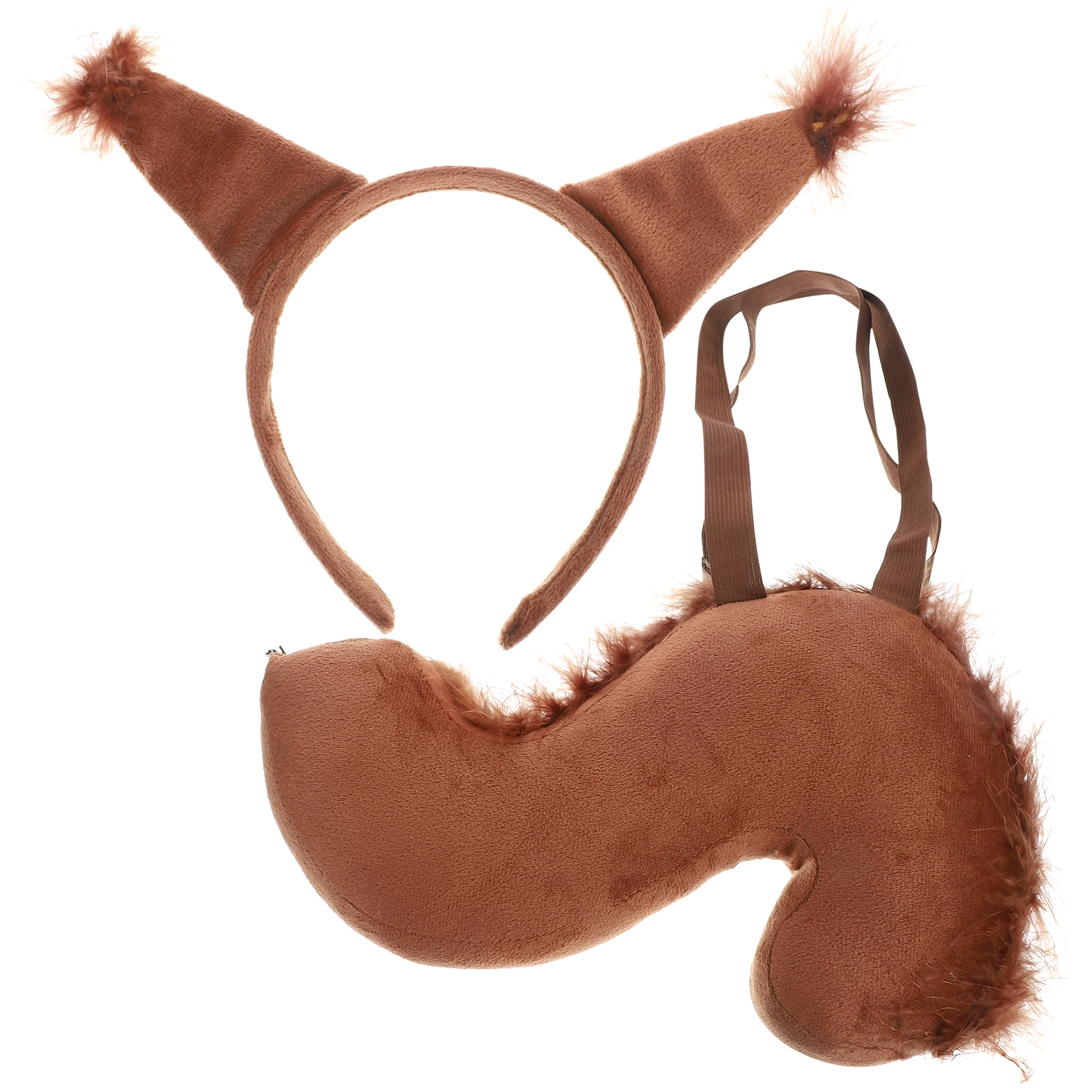 1 Set Plush Squirrel Costume Accessory Cosplay Squirrel Ear Party Costume Hairband With Fake Tail Squirrel Cosplay Headpieces