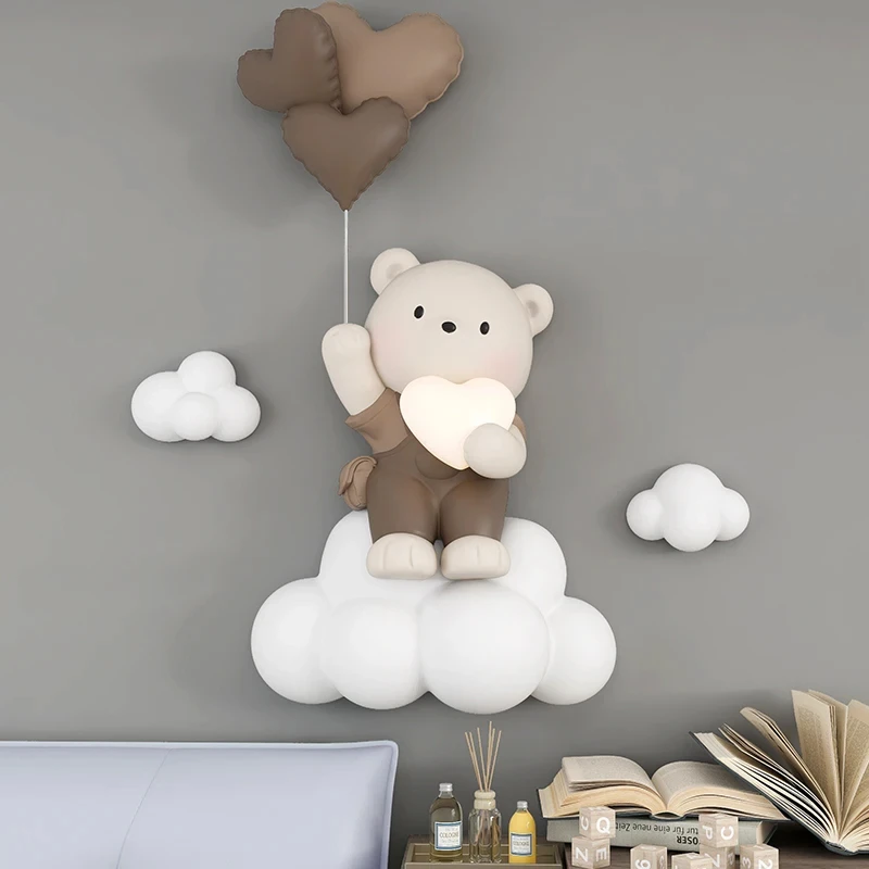 Nordic Style Home Decor Balloon Bear Statue Wall Hanging 3D Relief Wall Hanging Decor Children\'s Room Bedside Hanging Decoration