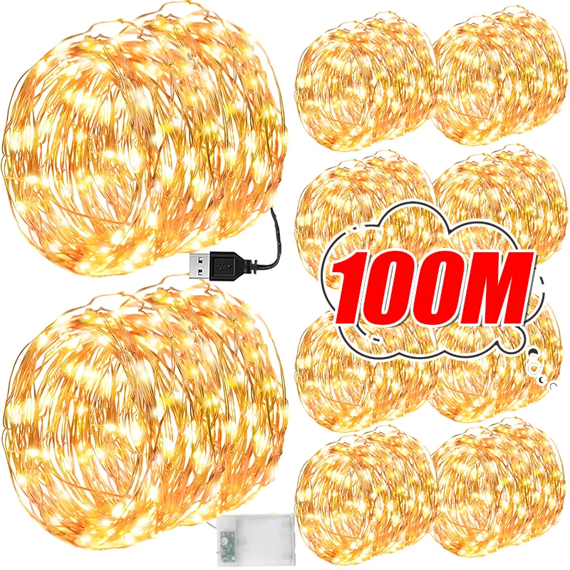 2/3/5/10M LED String Light Copper Wire USB/Battery Powered Fairy Lights Holiday Outdoor Lamp Garland Xmas Wedding Party Decor