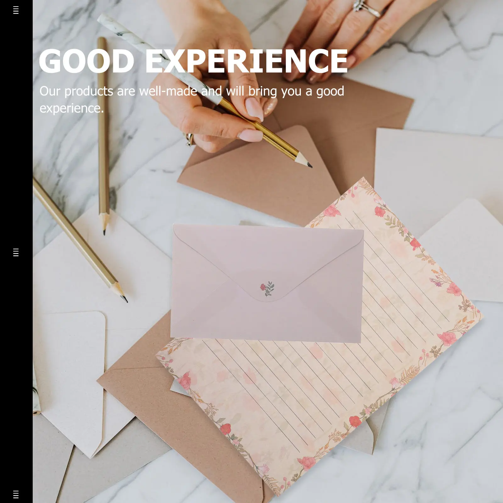 

5Sets Floral Letter Paper Envelope Set Eco Friendly Smooth Surface Chic Elegant Writing Stationery for Friends