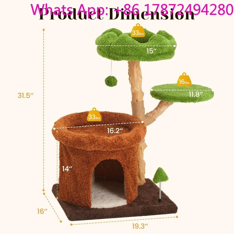 Cat tree with scratching column Multi-layer cute cat climbing frame Occupies an integrated sisal column