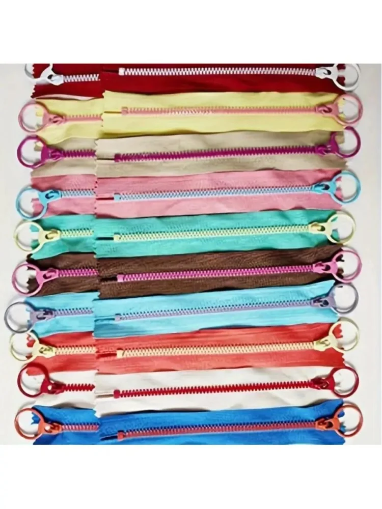 10 Stück 15cm-30cm gemischte Kunstharz-Reißverschlüsse, 3 #   Mit Zugschlaufe verschlossen, langlebiger Reißverschlusskopf, für Näharbeiten, Handarbeiten, Taschen
