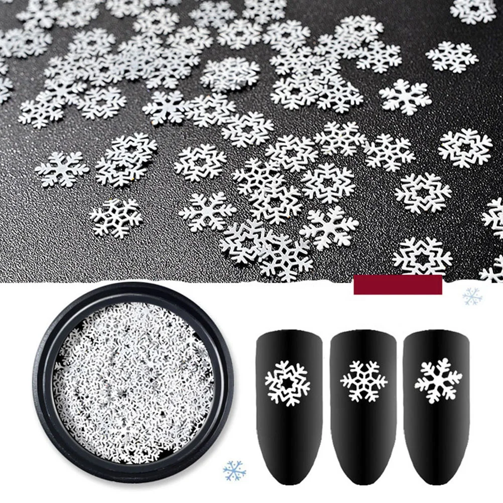 Adesivi per unghie con paillettes a fiocco di neve per donne Decalcomanie bianche con glitter natalizi per ragazze