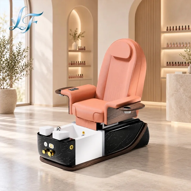 Luxury Electric Massage Pedicure Chair Reclining Foot Spa Chair Whirlpool Basin Manicure Nail Salon Furniture