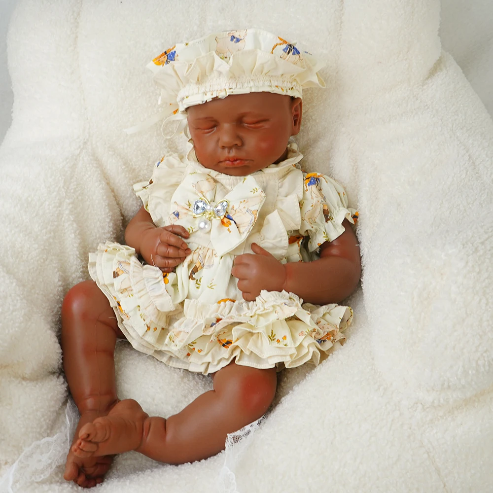 18.9인치 전신 실리콘 리본 베이비 6.8파운드 여자아이 무게감 있는 3D 피부 가시적인 정맥 신생아 인형 어린이 장난감 스트레스 해소용