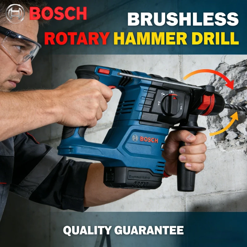 Bosch GBH18V-22X 18V SDS Hammer, Ergonomic Auxiliary Grip, Lightweight Design for Tight-Space Concrete Work