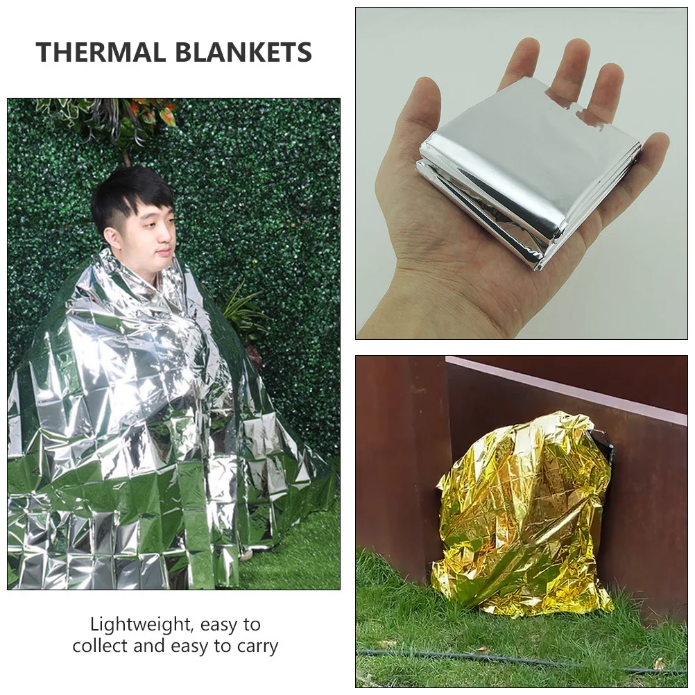 

3pcs Emergency Blankets Aluminum Foil Thermal Survival Outdoor Supplies Rescue Safety Blanket Lightweight For Camping Hiking