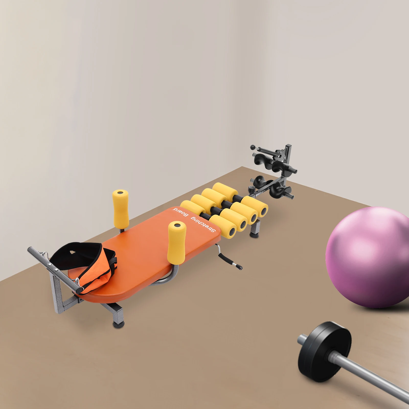 

Manual Stretch Bench, 4.76 To 5.91 Feet W/ 4 Rubber Feet for Tension Relief Portable Spine Stretching Device, 286.6 Lbs Load