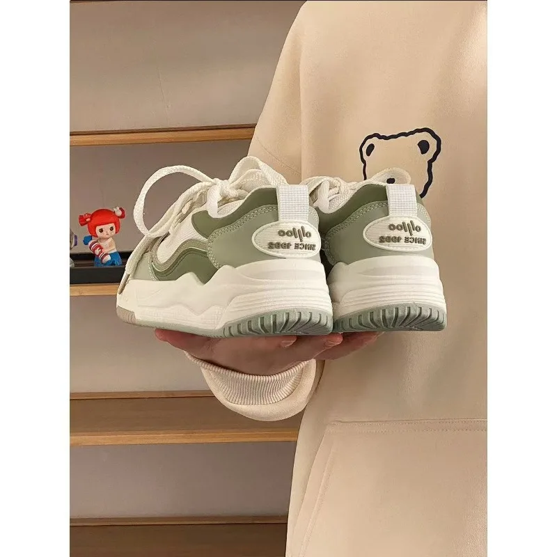 New Kawaii Cute Female Sneakers Green Campus Casual Fashion Women\'s Shoes Platform Sport Shoes Flat Sole Vulcanized Shoes