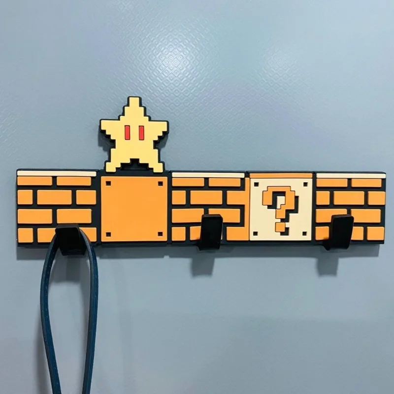 Cartoon Super Mario Bros Magnetic Hooks Pixelated Anime Key Holder Decorative for Doors Cabinets Shelves Wall Hooks Hanger Gifts